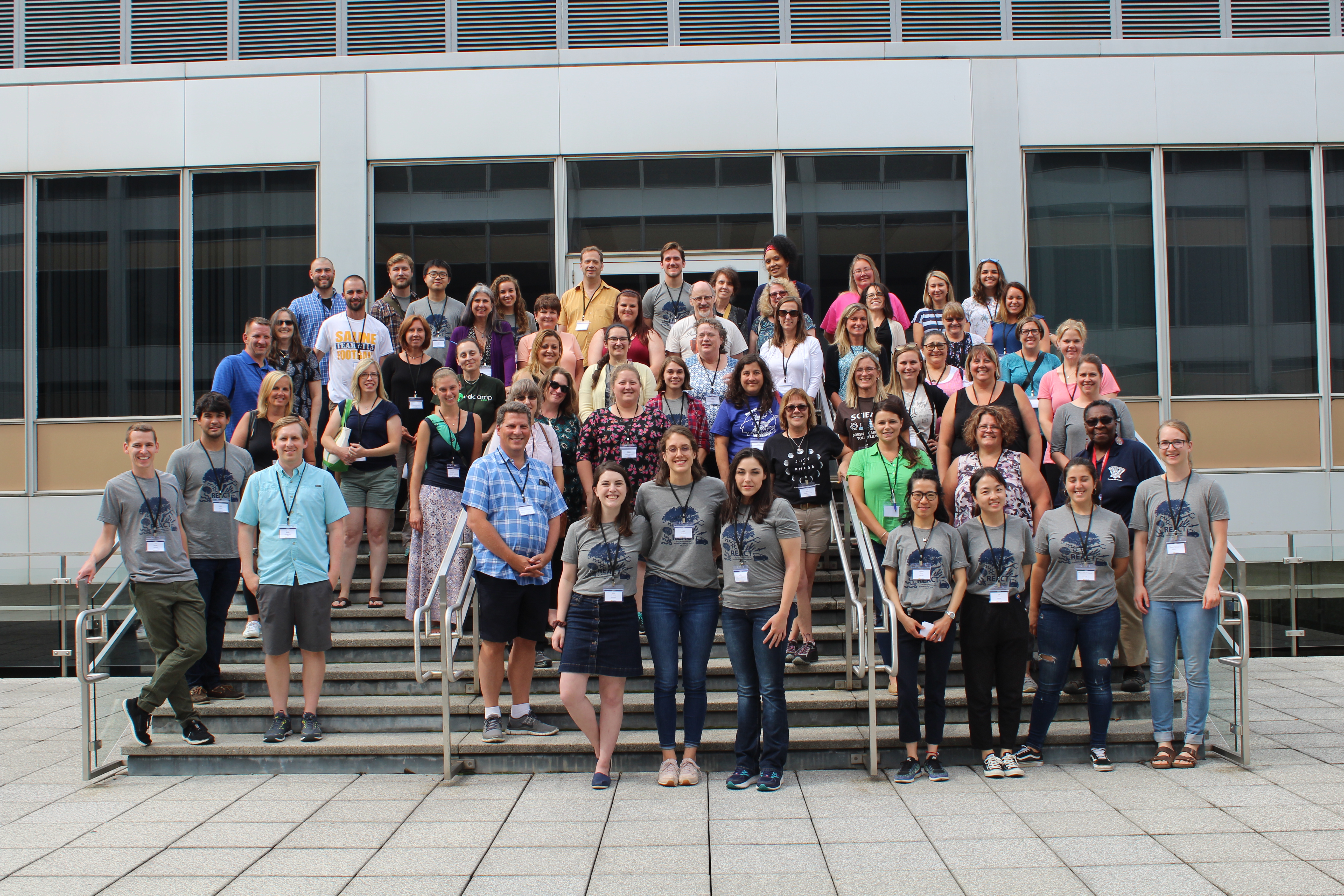 Rose with the coordinators and attendees of REACT 2019.